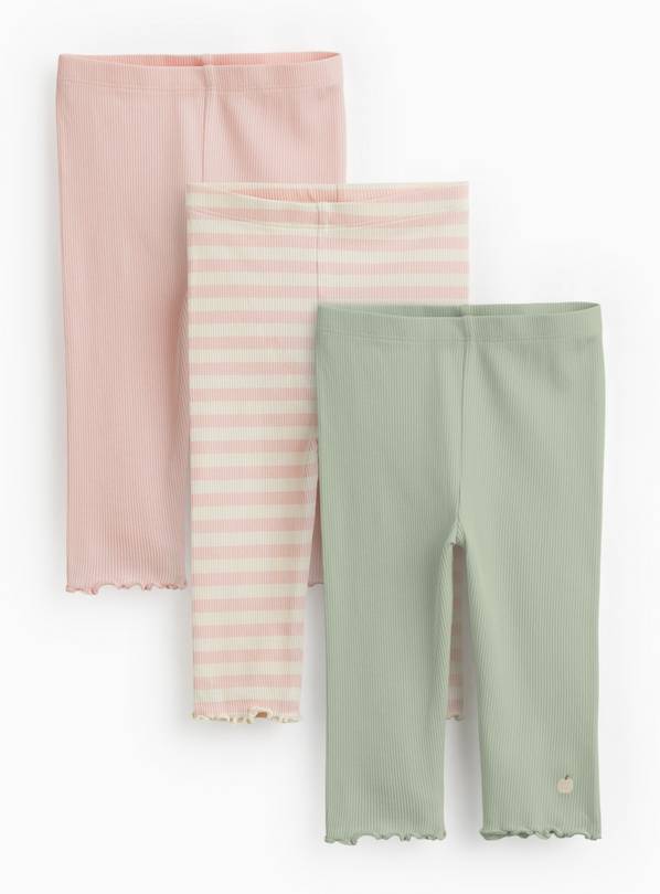 Pastel Ribbed Leggings 3 Pack 9-12 months